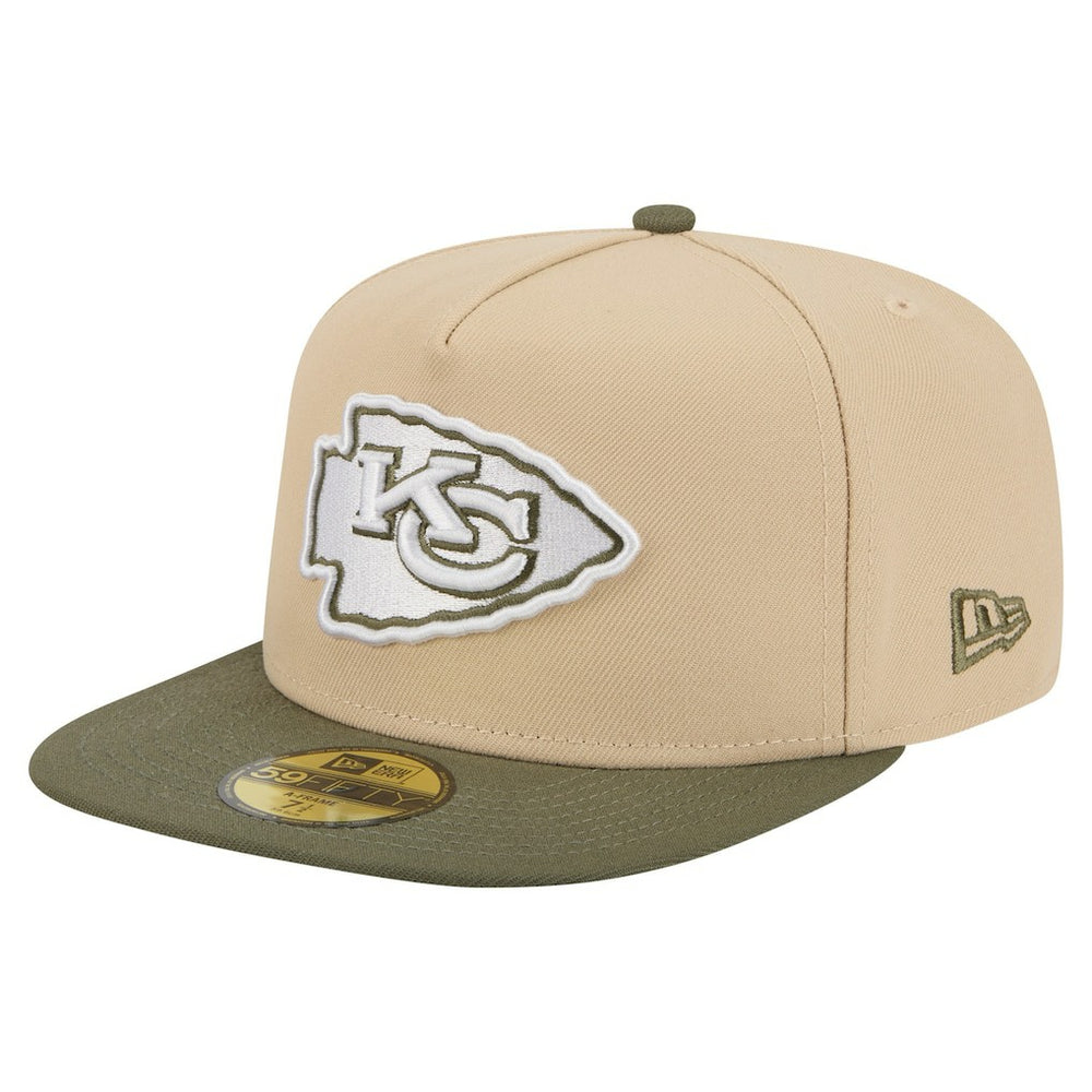 Kansas City Chiefs New Era Color Pack A-Frame 59FIFTY Fitted Hat Light Beige/Olive - NFL