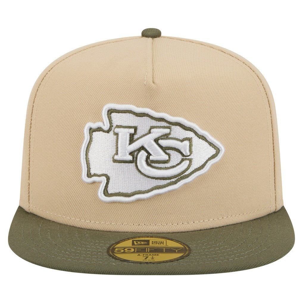 Kansas City Chiefs New Era Color Pack A-Frame 59FIFTY Fitted Hat Light Beige/Olive - NFL