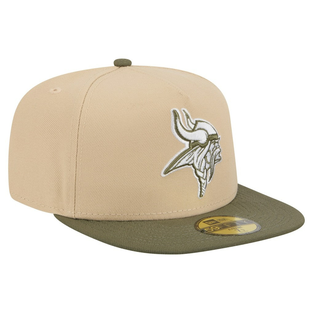 Minnesota Vikings New Era Color Pack A-Frame 59FIFTY Fitted Hat Light Beige/Olive - NFL