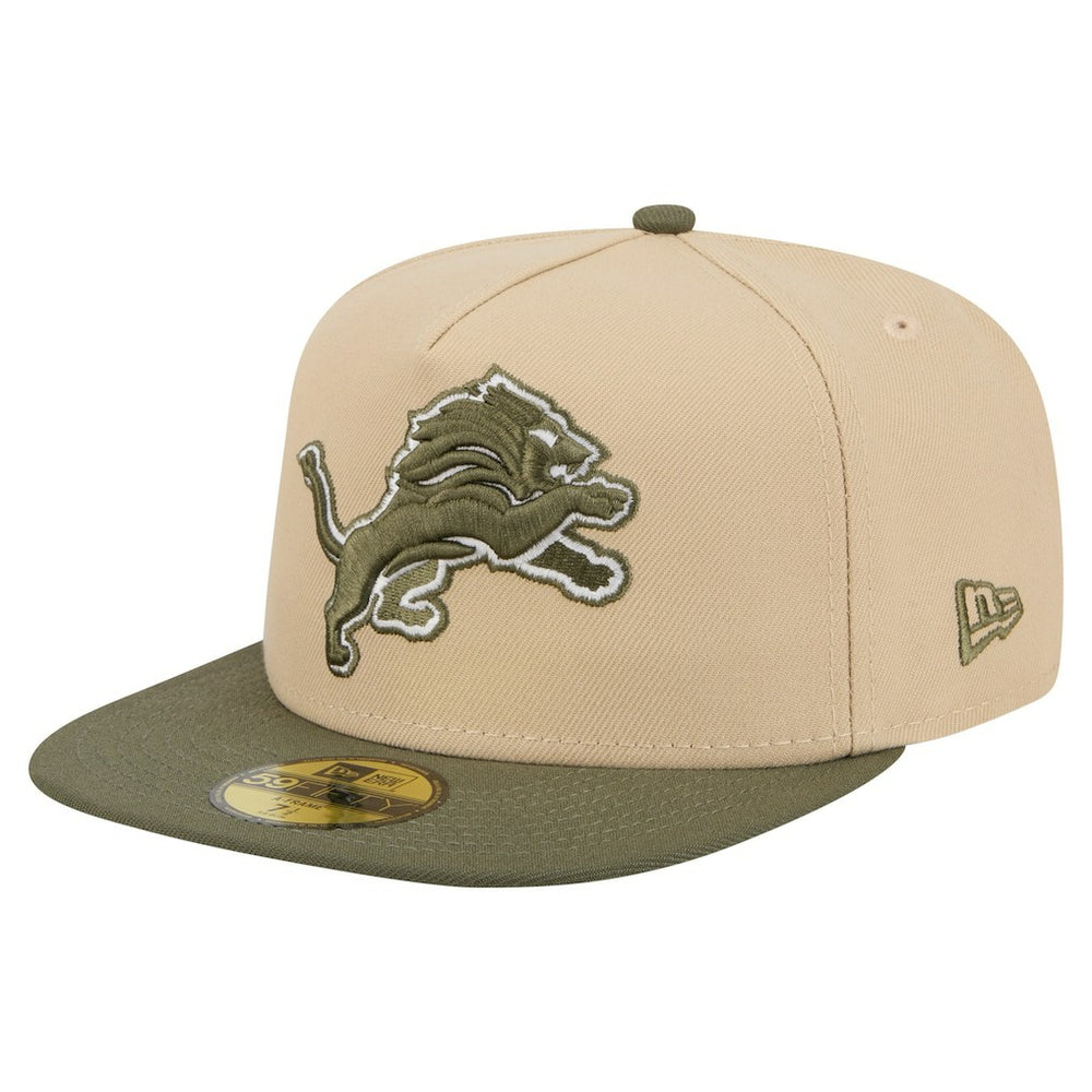 Detroit Lions New Era Color Pack A-Frame 59FIFTY Fitted Hat Beige/Olive - NFL