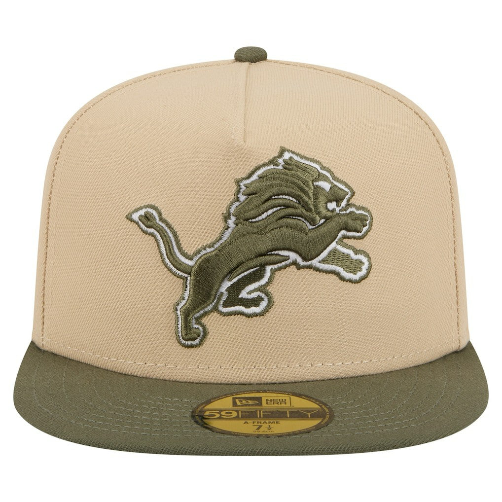 Detroit Lions New Era Color Pack A-Frame 59FIFTY Fitted Hat Beige/Olive - NFL