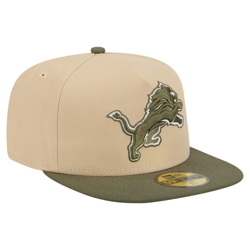 Detroit Lions New Era Color Pack A-Frame 59FIFTY Fitted Hat Beige/Olive - NFL