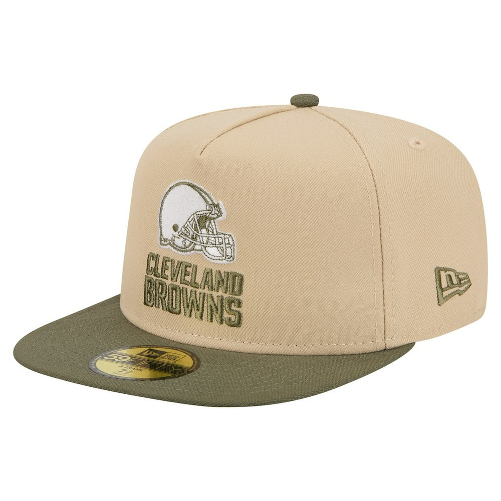 Cleveland Browns New Era Color Pack A-Frame 59FIFTY Fitted Hat Beige/Olive - NFL