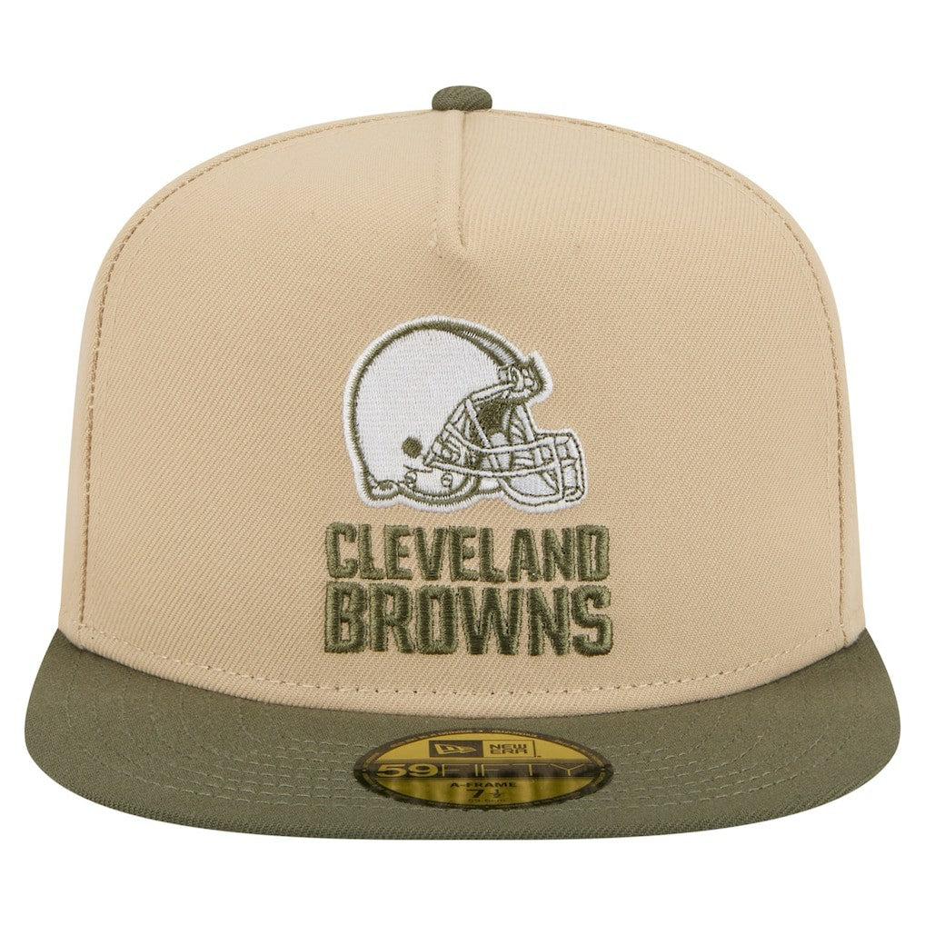 Cleveland Browns New Era Color Pack A-Frame 59FIFTY Fitted Hat Beige/Olive - NFL