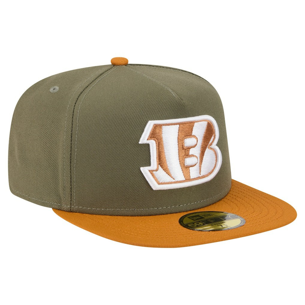 Cincinnati Bengals New Era Color Pack A-Frame 59FIFTY Fitted Hat Olive/Brown - NFL