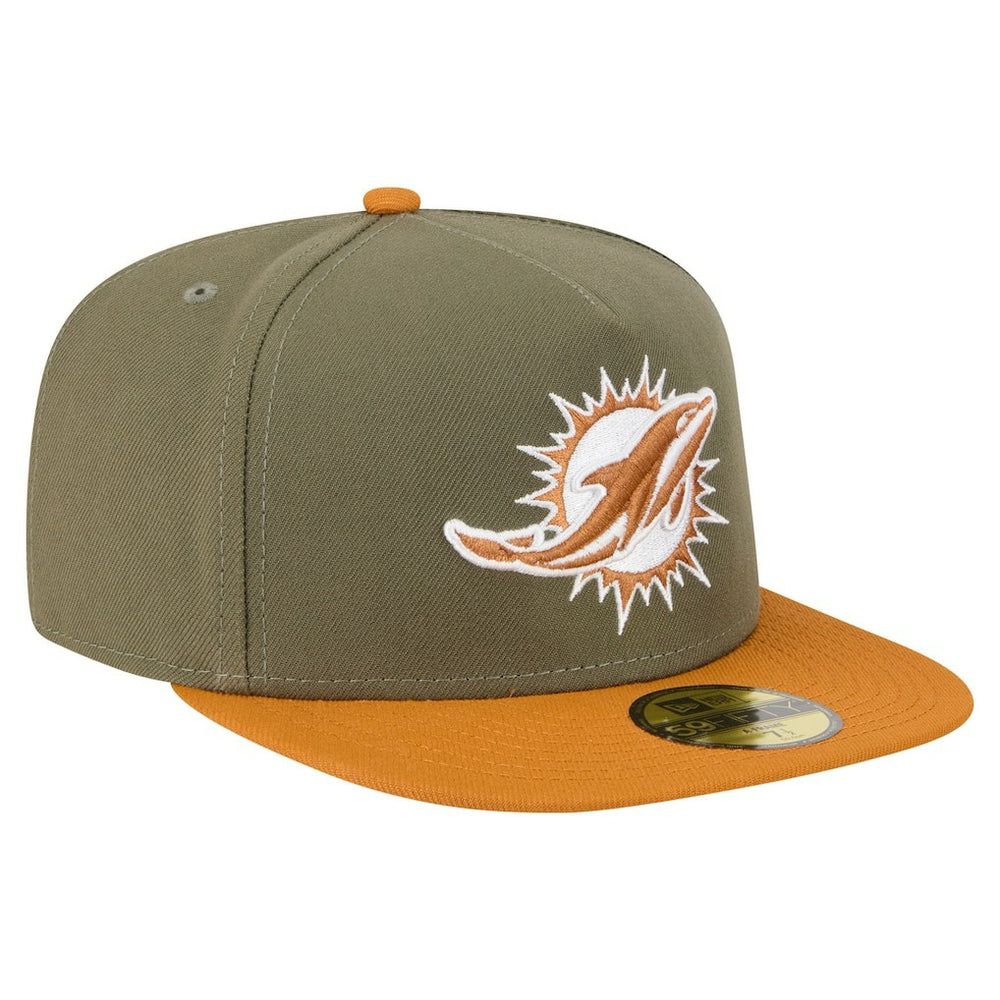 Miami Dolphins New Era Color Pack A-Frame 59FIFTY Fitted Hat Olive/Brown - NFL