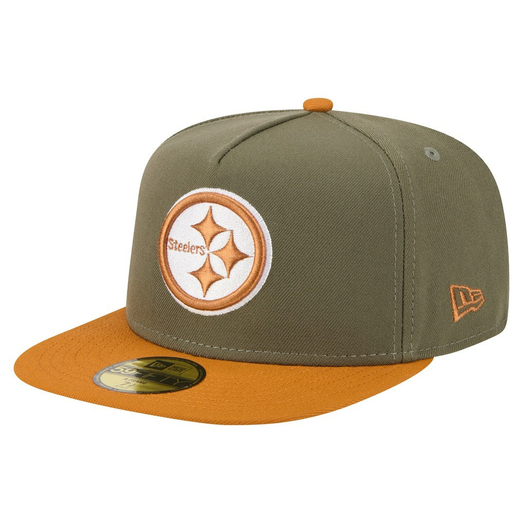 Pittsburgh Steelers New Era Color Pack A-Frame 59FIFTY Fitted Hat Olive/Brown - NFL