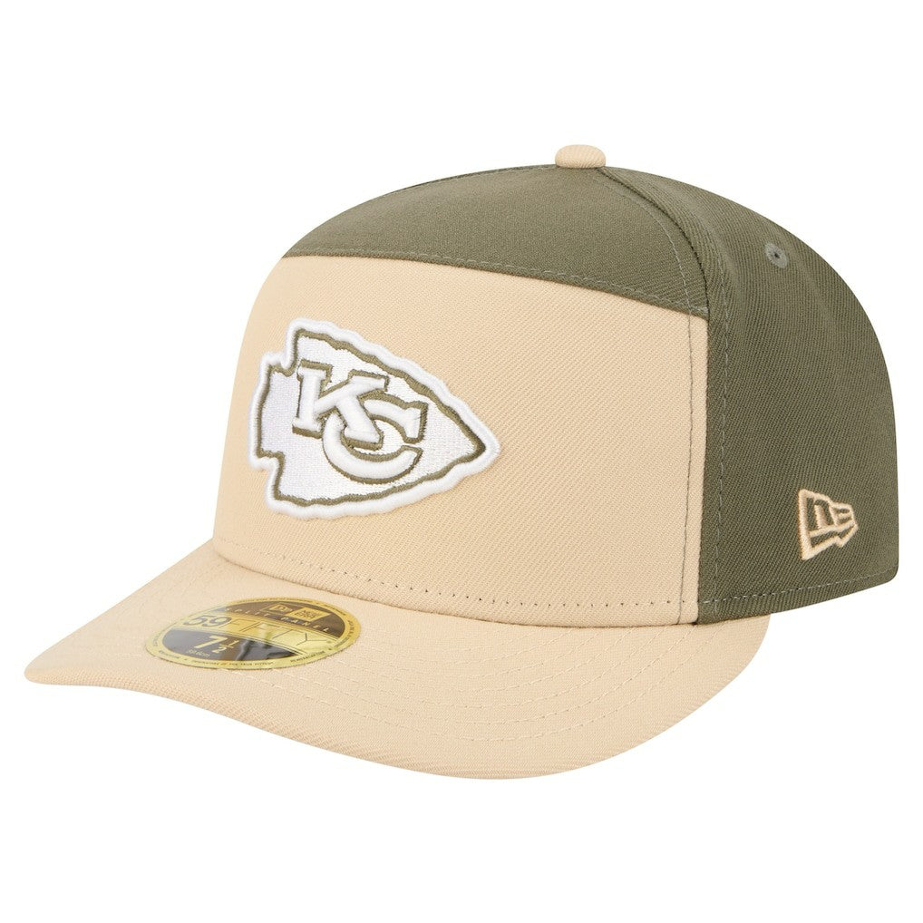 Kansas City Chiefs New Era Two-Tone Color Pack Split Panel 59FIFTY Fitted Hat Light Beige/Olive - NFL