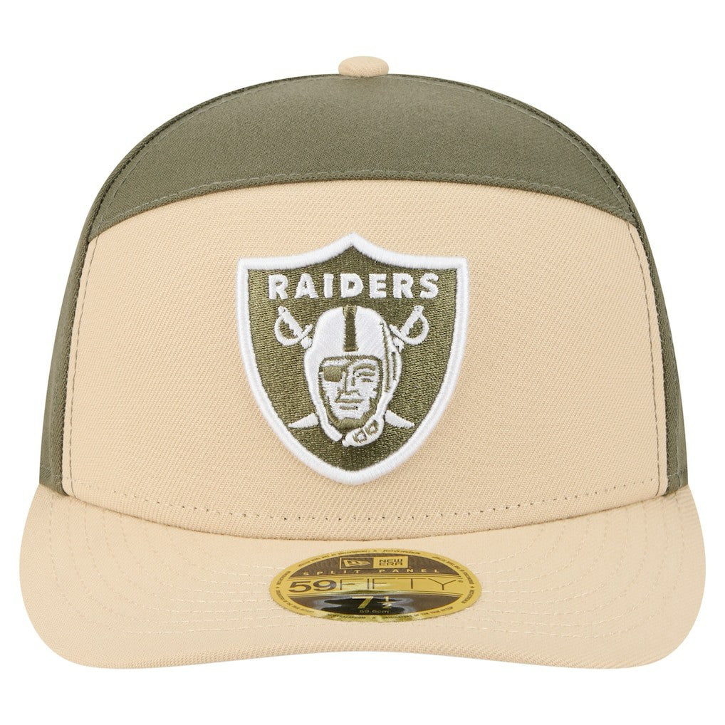Las Vegas Raiders New Era Two-Tone Color Pack Split Panel 59FIFTY Fitted Hat Light Beige/Olive - NFL
