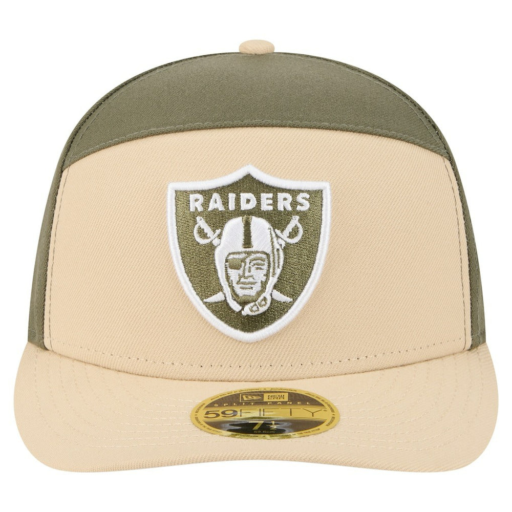 Las Vegas Raiders New Era Two-Tone Color Pack Split Panel 59FIFTY Fitted Hat Light Beige/Olive - NFL