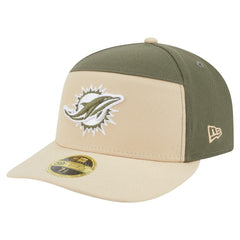 Miami Dolphins New Era Two-Tone Color Pack Split Panel 59FIFTY Fitted Hat Light Beige/Olive - NFL