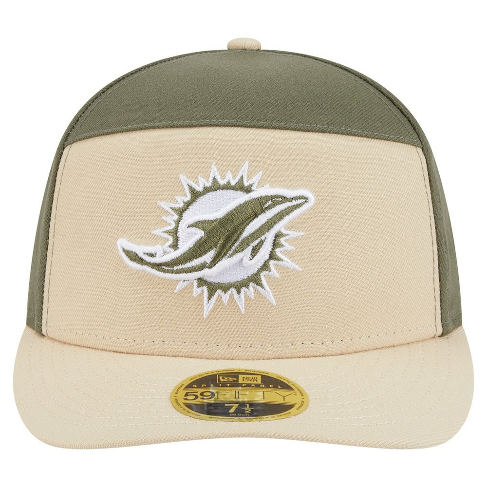 Miami Dolphins New Era Two-Tone Color Pack Split Panel 59FIFTY Fitted Hat Light Beige/Olive - NFL