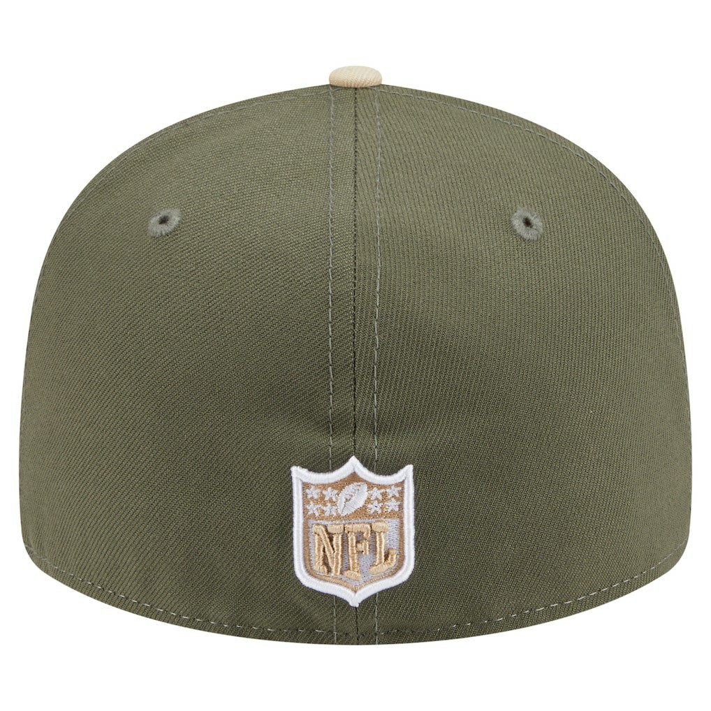 Miami Dolphins New Era Two-Tone Color Pack Split Panel 59FIFTY Fitted Hat Light Beige/Olive - NFL