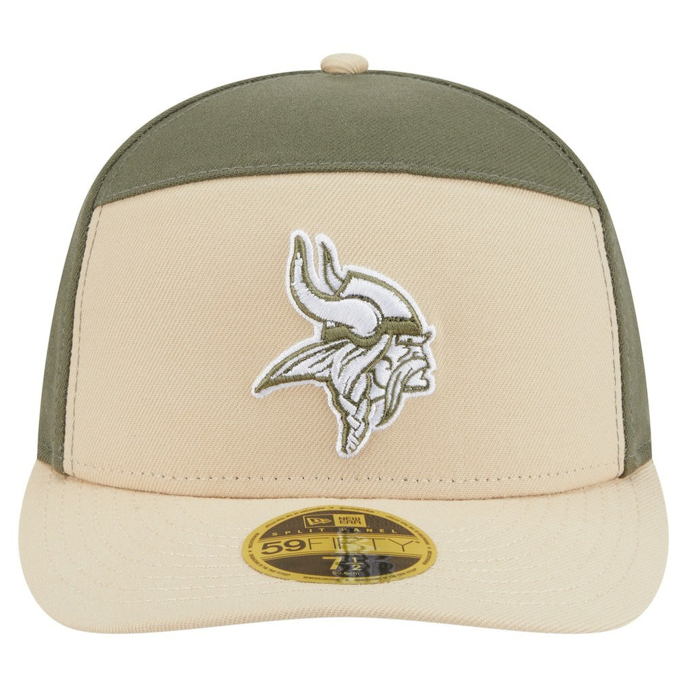Minnesota Vikings New Era Two-Tone Color Pack Split Panel 59FIFTY Fitted Hat Light Beige/Olive - NFL