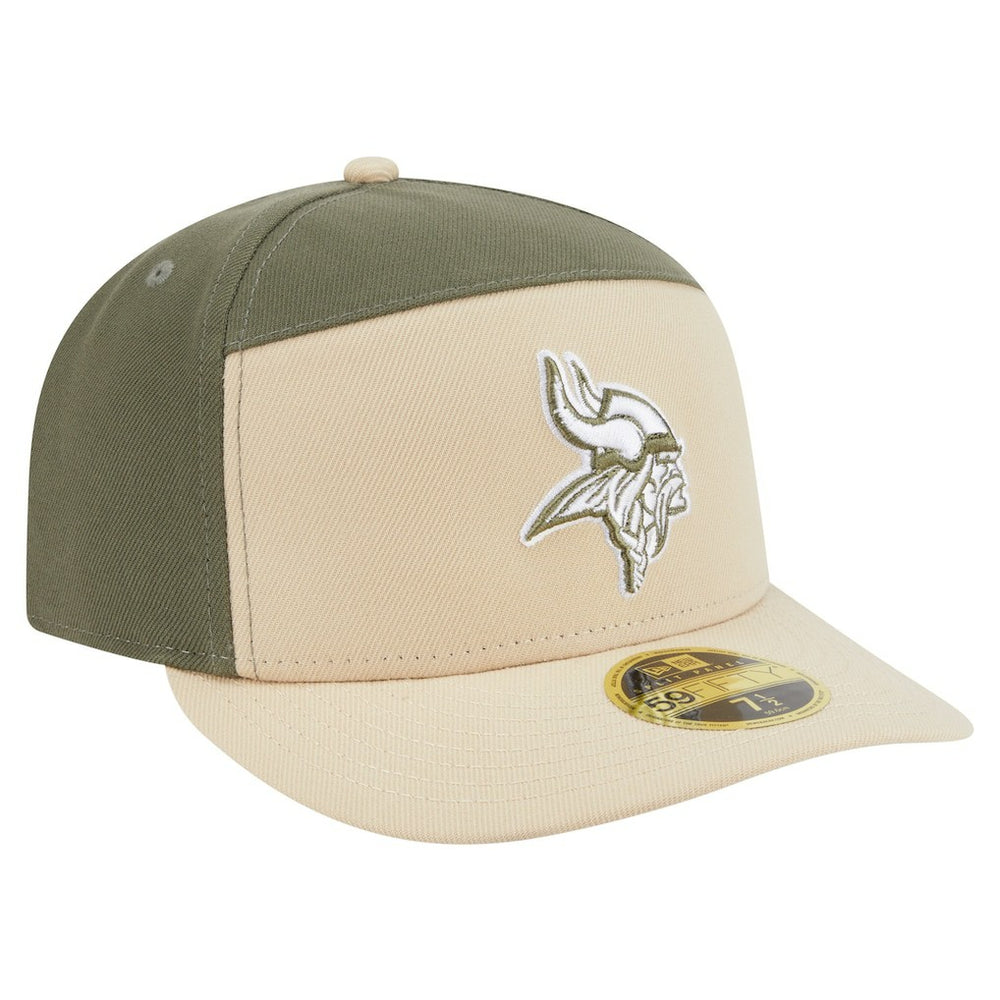 Minnesota Vikings New Era Two-Tone Color Pack Split Panel 59FIFTY Fitted Hat Light Beige/Olive - NFL