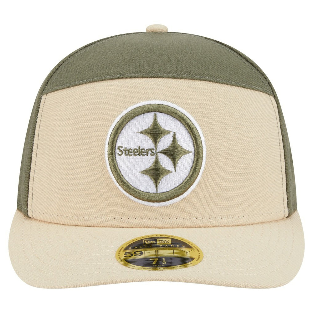 Pittsburgh Steelers New Era Two-Tone Color Pack Split Panel 59FIFTY Fitted Hat Light Beige/Olive - NFL