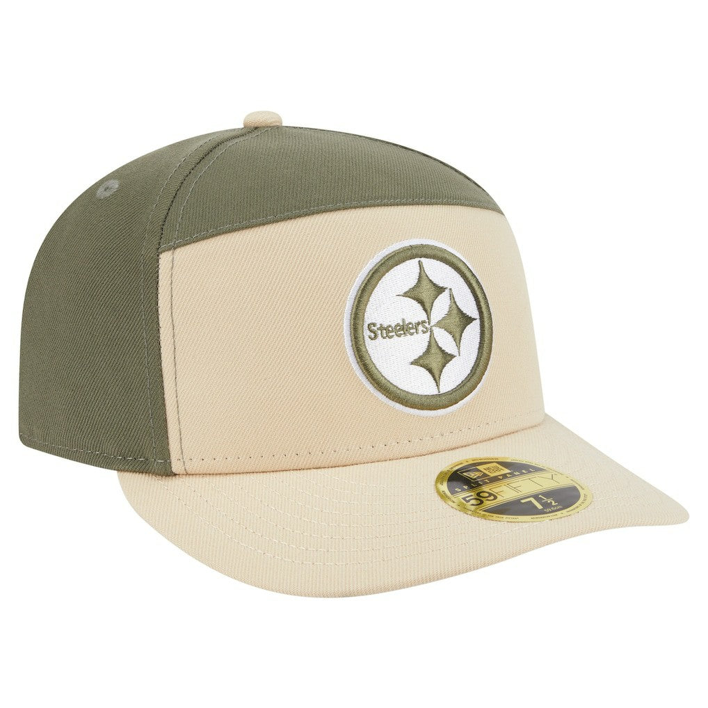 Pittsburgh Steelers New Era Two-Tone Color Pack Split Panel 59FIFTY Fitted Hat Light Beige/Olive - NFL