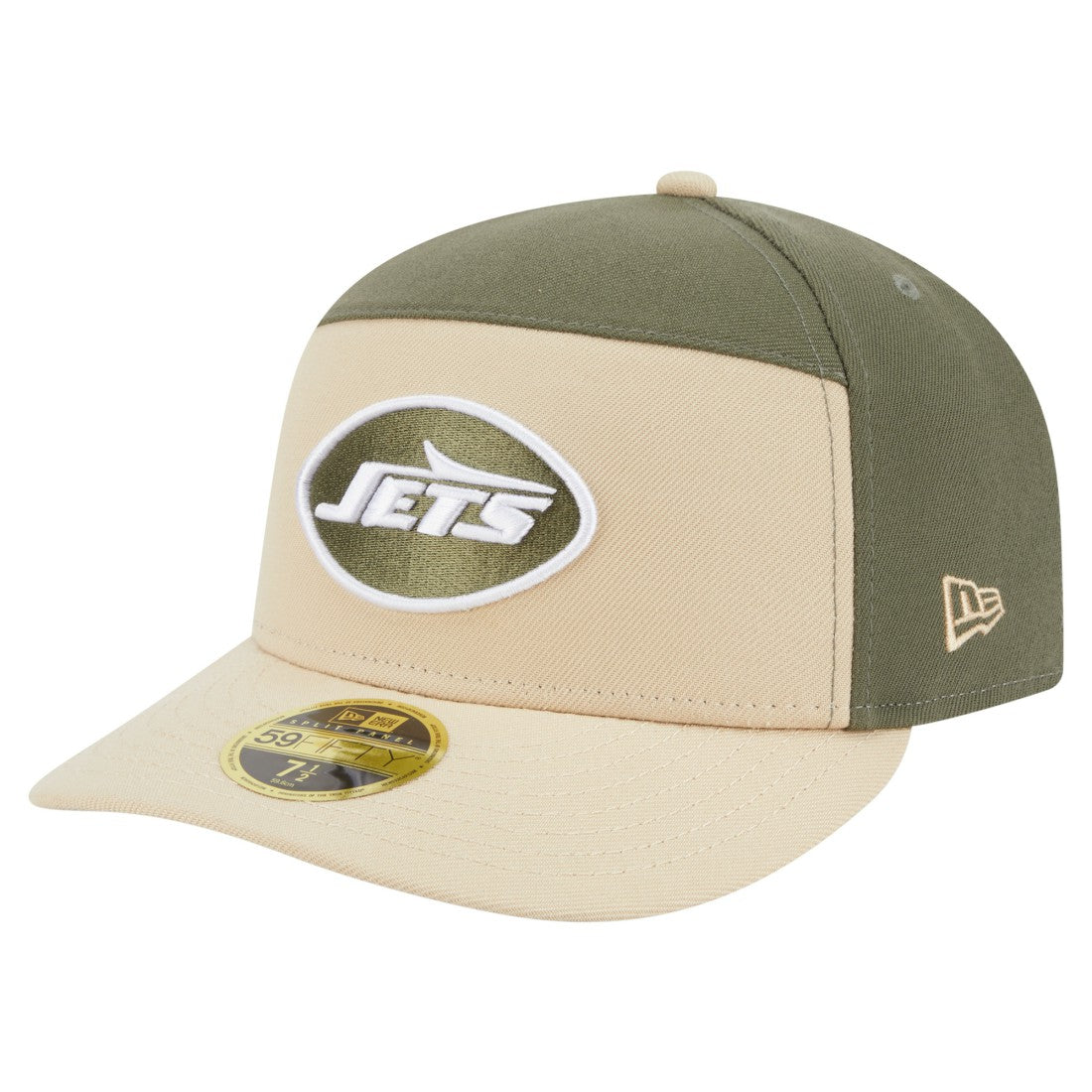 New York Jets New Era Two-Tone Color Pack Split Panel 59FIFTY Fitted Hat Light Beige/Olive - NFL