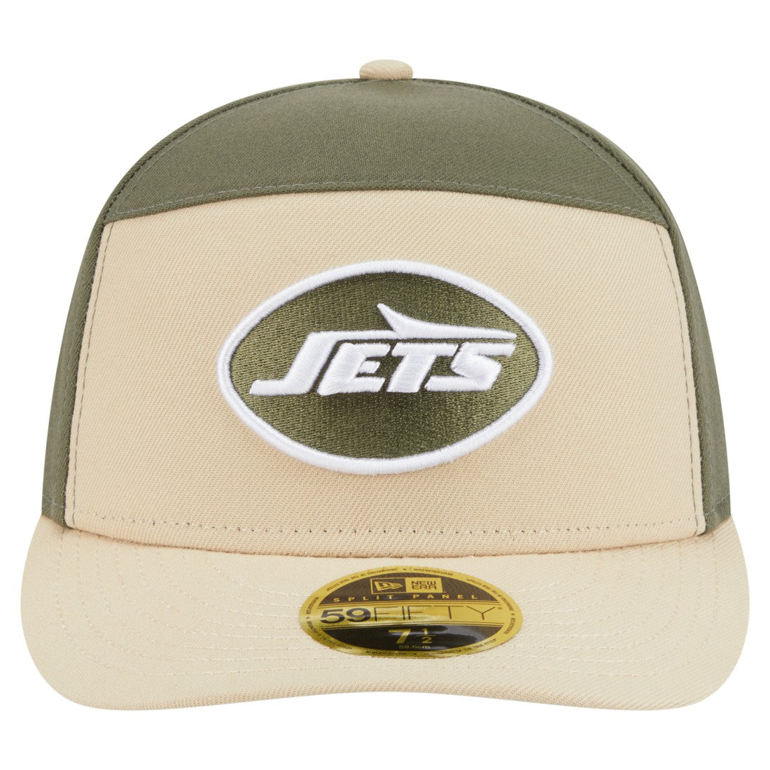 New York Jets New Era Two-Tone Color Pack Split Panel 59FIFTY Fitted Hat Light Beige/Olive - NFL