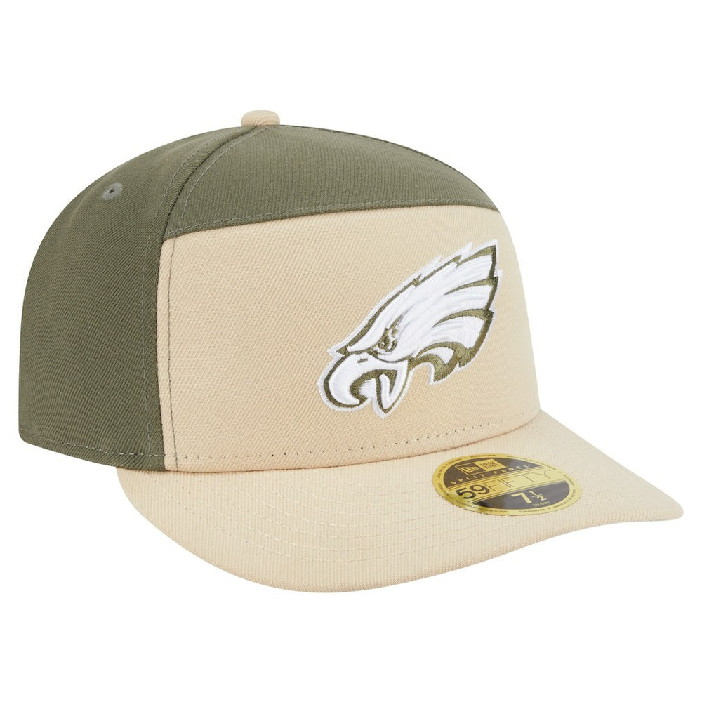 Philadelphia Eagles New Era Two-Tone Color Pack Split Panel 59FIFTY Fitted Hat Light Beige/Olive - NFL