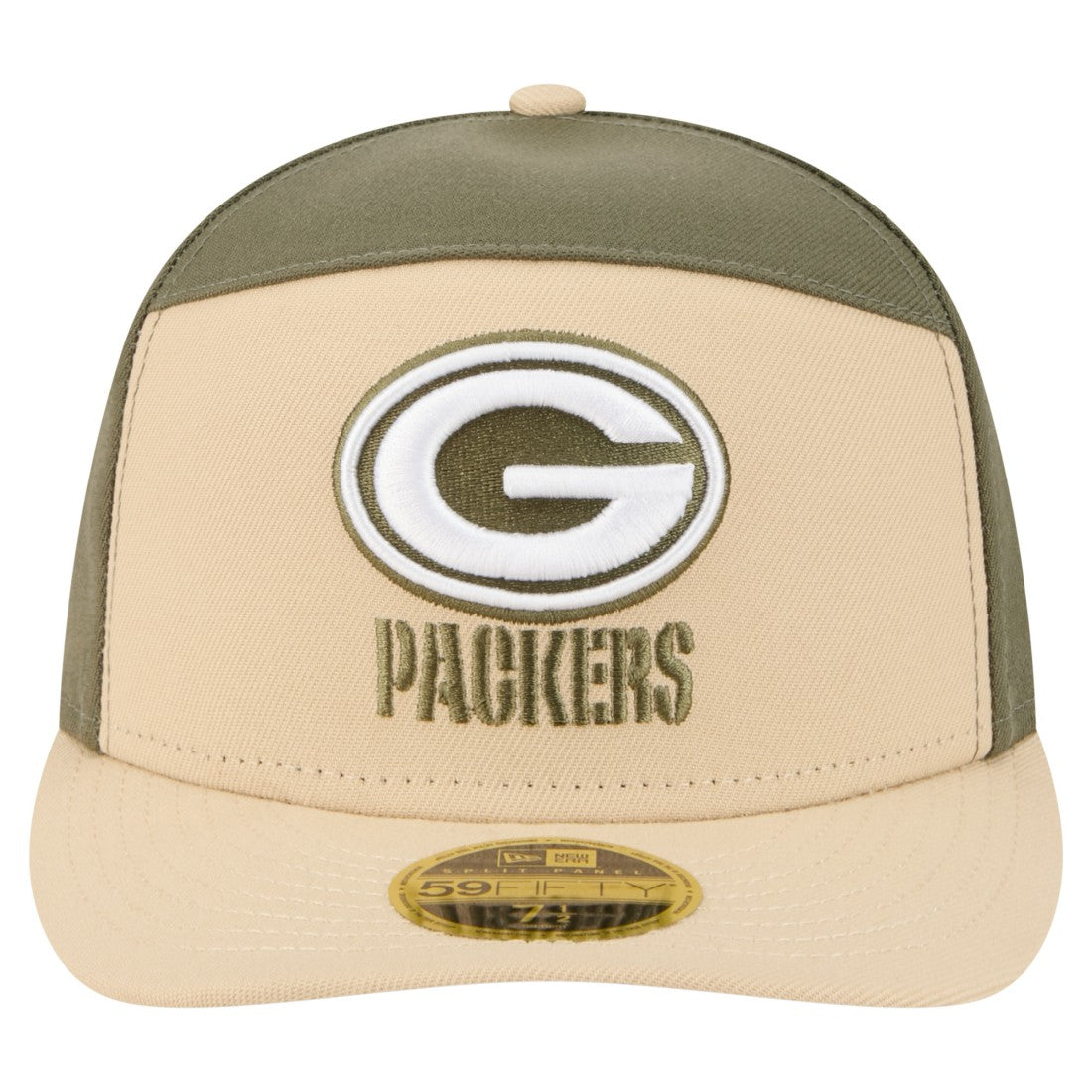 Green Bay Packers New Era Two-Tone Color Pack Split Panel 59FIFTY Fitted Hat Light Beige/Olive - NFL