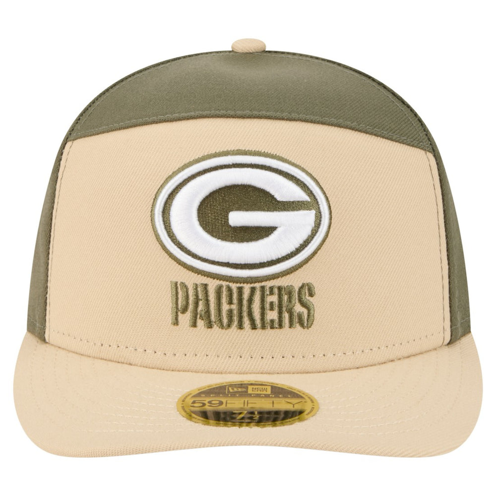 Green Bay Packers New Era Two-Tone Color Pack Split Panel 59FIFTY Fitted Hat Light Beige/Olive - NFL