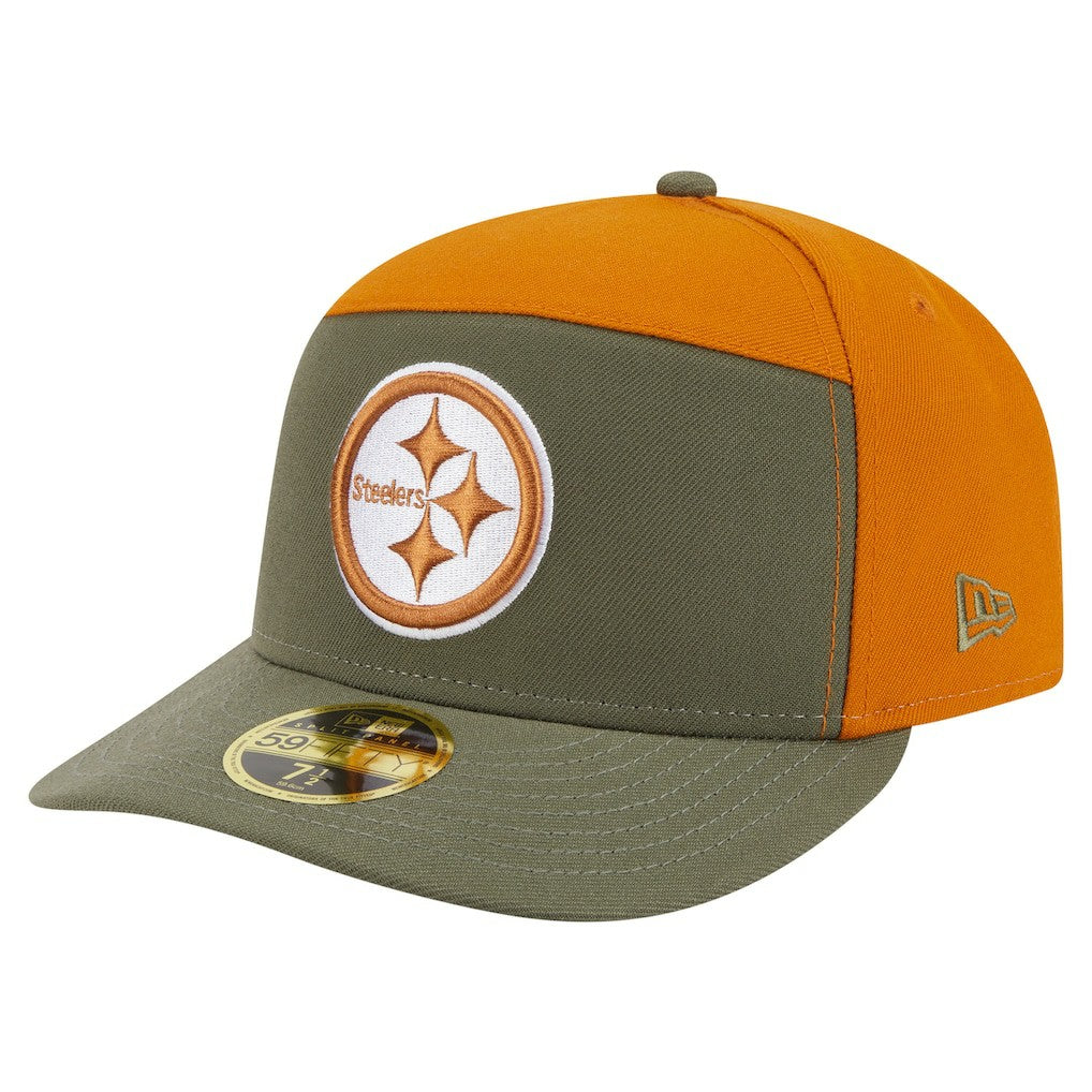 Pittsburgh Steelers New Era Two-Tone Color Pack Split Panel 59FIFTY Fitted Hat Olive/Brown - NFL