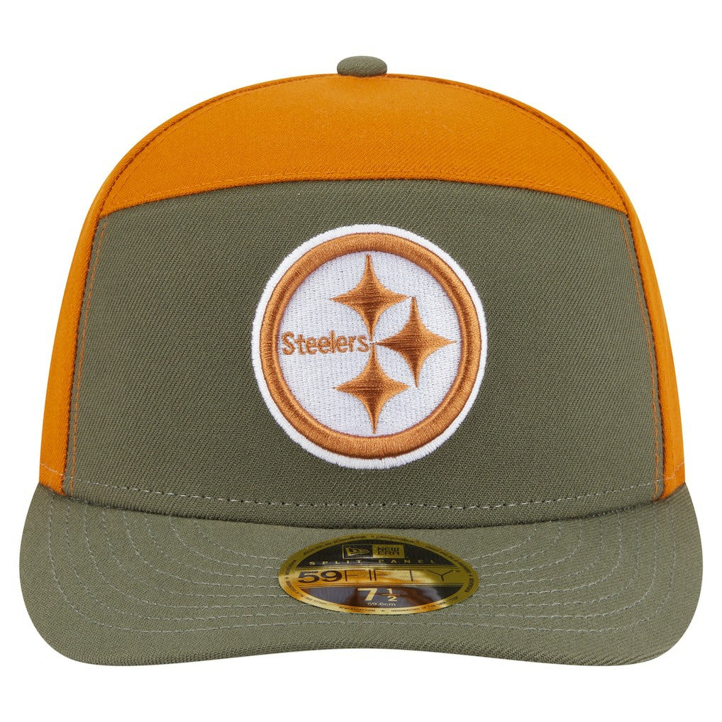 Pittsburgh Steelers New Era Two-Tone Color Pack Split Panel 59FIFTY Fitted Hat Olive/Brown - NFL