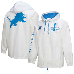 Detroit Lions Vintage Logo Coaches Full-Snap Hoodie Jacket White - Mitchell & Ness