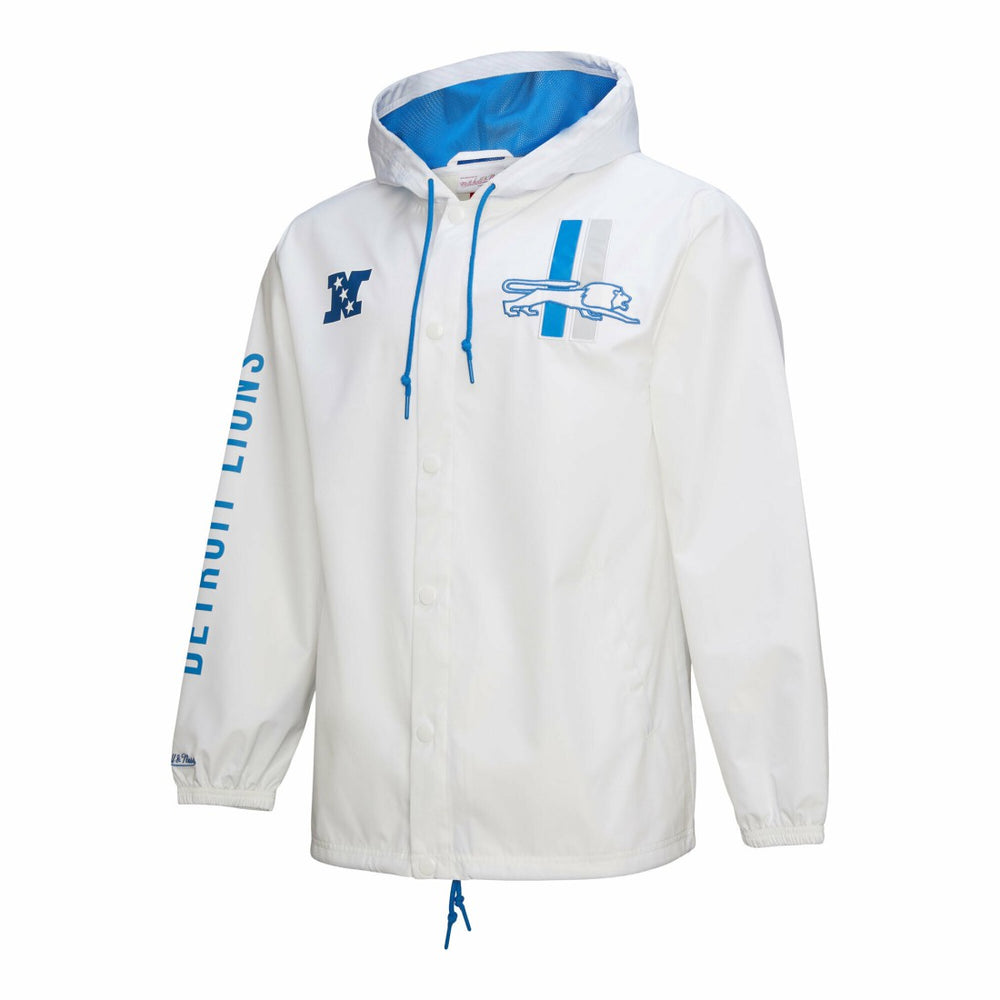 Detroit Lions Vintage Logo Coaches Full-Snap Hoodie Jacket White - Mitchell & Ness