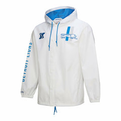 Detroit Lions Vintage Logo Coaches Full-Snap Hoodie Jacket White - Mitchell & Ness