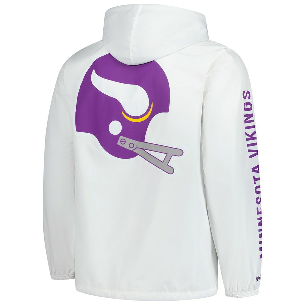 Minnesota Vikings Vintage Logo Coaches Full-Snap Hoodie Jacket White - Mitchell & Ness