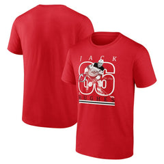 Jack Hughes New Jersey Devils - Fanatics Authentic Stack Name & Number T-Shirt Red