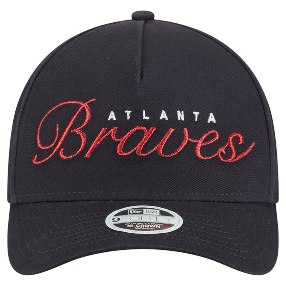 Atlanta Braves New Era Women's Metallic A-Frame 9FORTY Adjustable Hat for sale