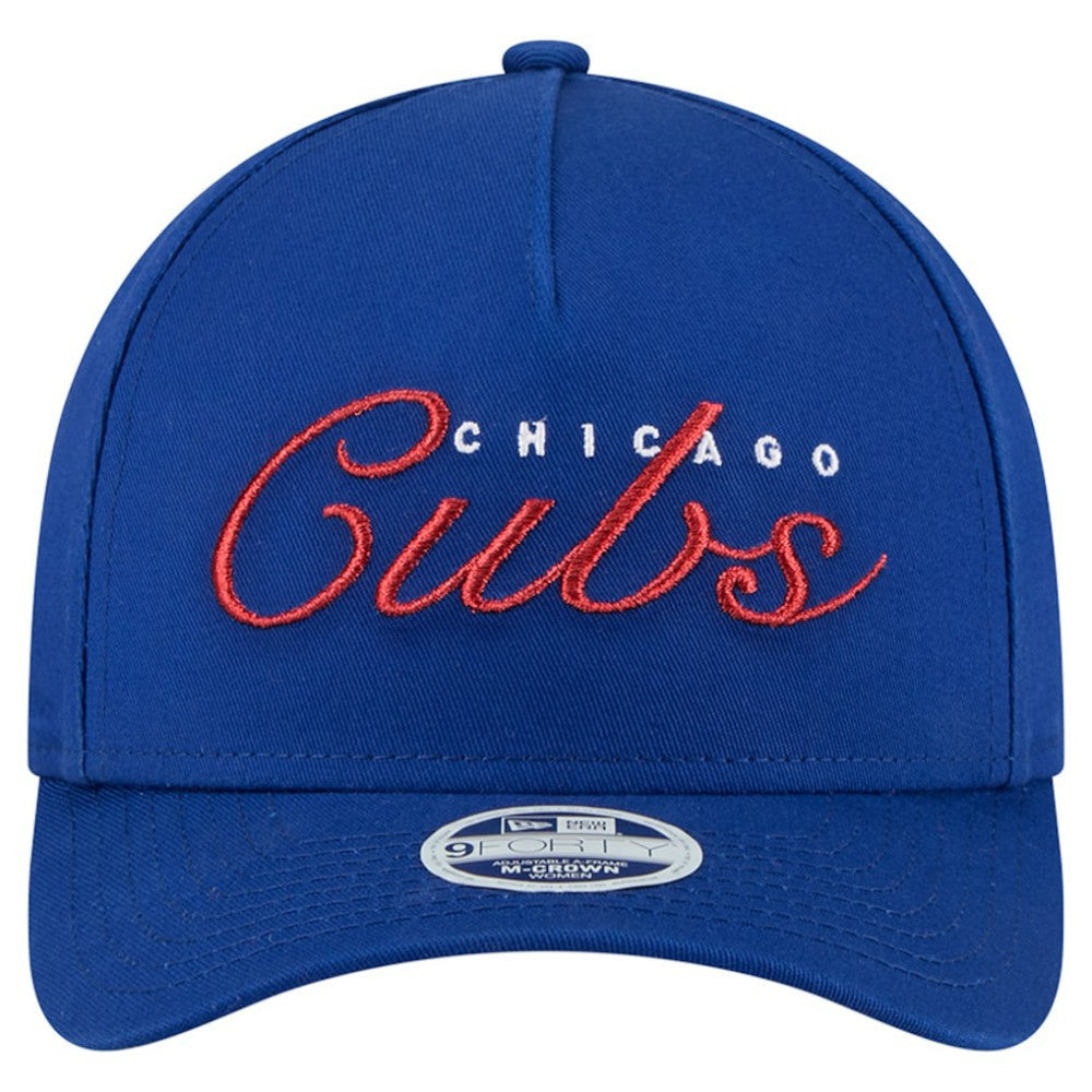 Chicago Cubs New Era Women's Metallic A-Frame 9FORTY Adjustable Hat for sale