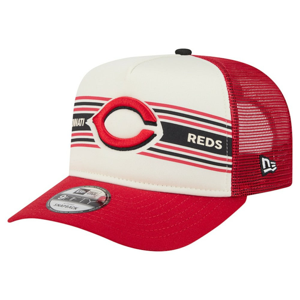 Cincinnati Reds New Era Banner A-Frame 9FIFTY Trucker Snapback Hat Clearance