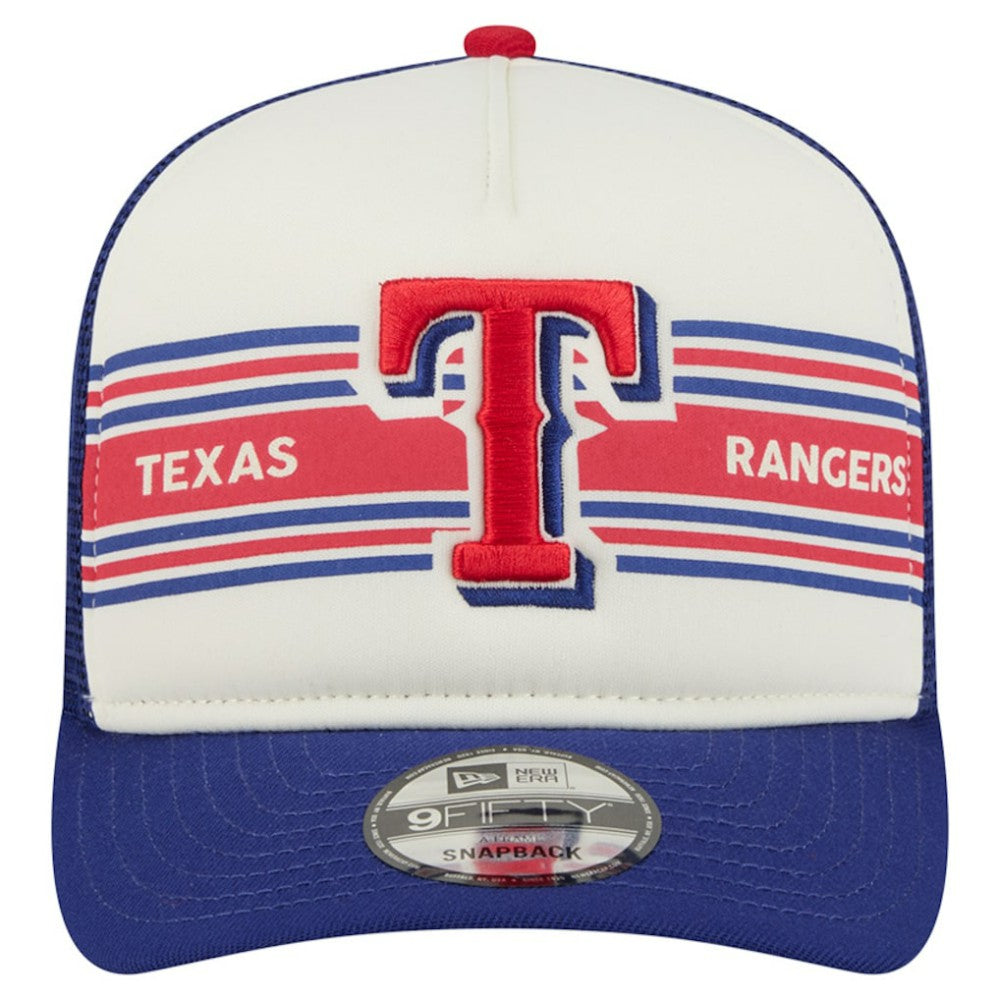 Texas Rangers New Era Banner A-Frame 9FIFTY Trucker Snapback Hat Lifestyle