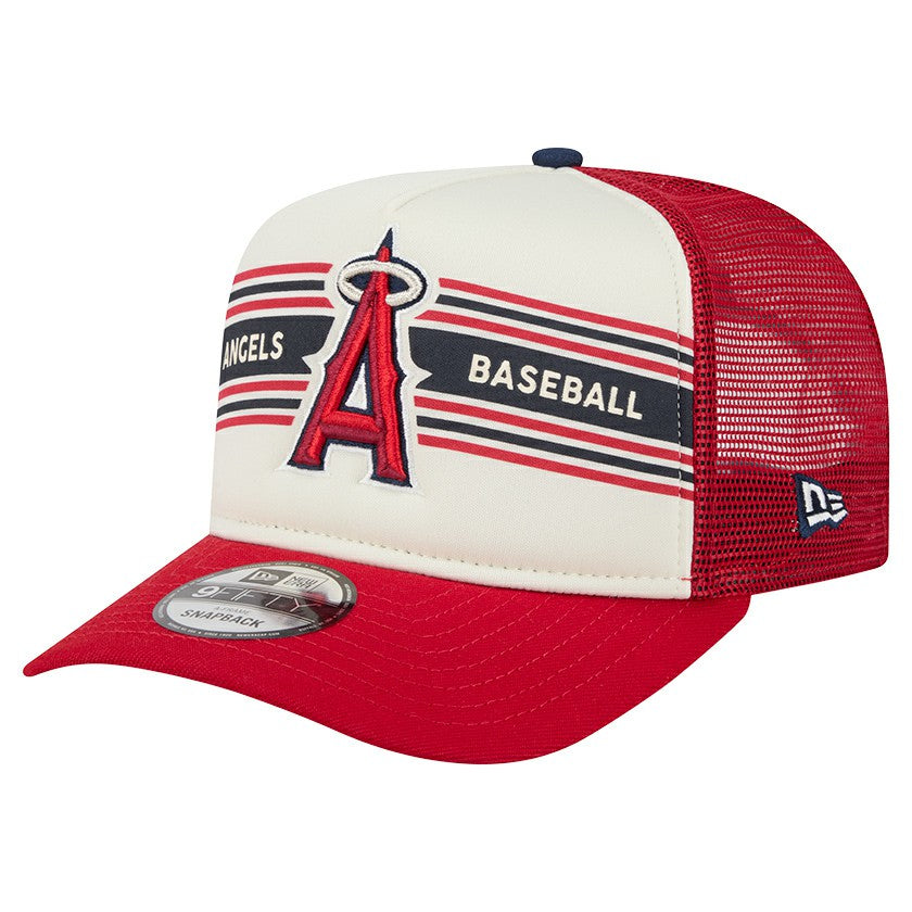 Los Angeles Angels New Era Banner A-Frame 9FIFTY Trucker Snapback Hat Lifestyle