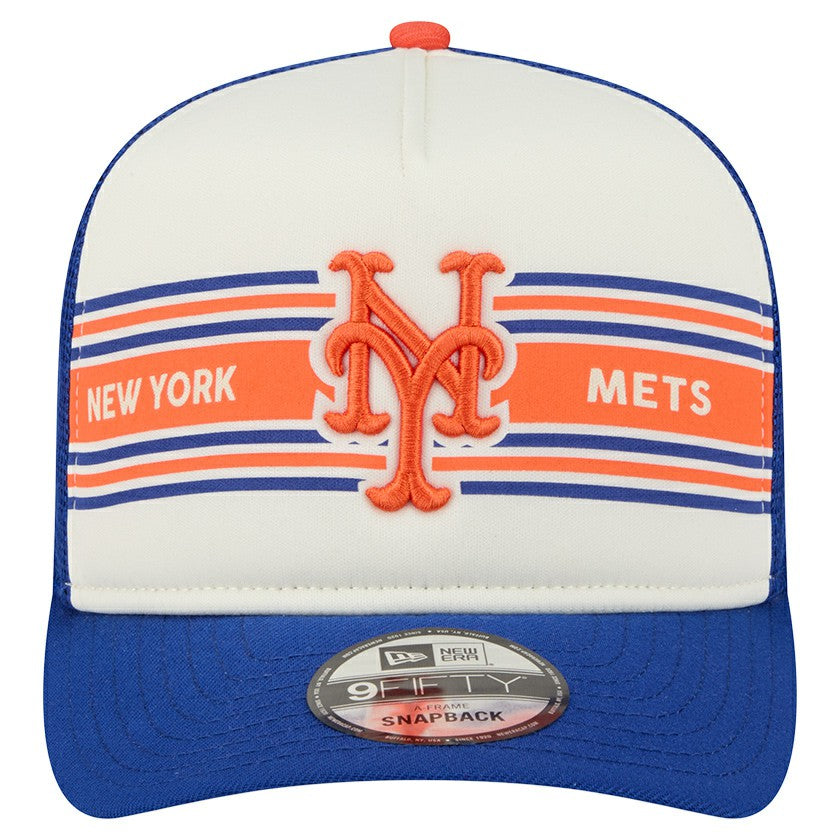 New York Mets New Era Banner A-Frame 9FIFTY Trucker Snapback Hat Lifestyle