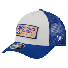 Chicago Cubs New Era Text A-Frame Trucker 9FORTY Hat Lifestyle