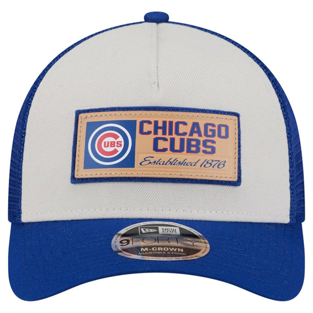 Chicago Cubs New Era Text A-Frame Trucker 9FORTY Hat Lifestyle