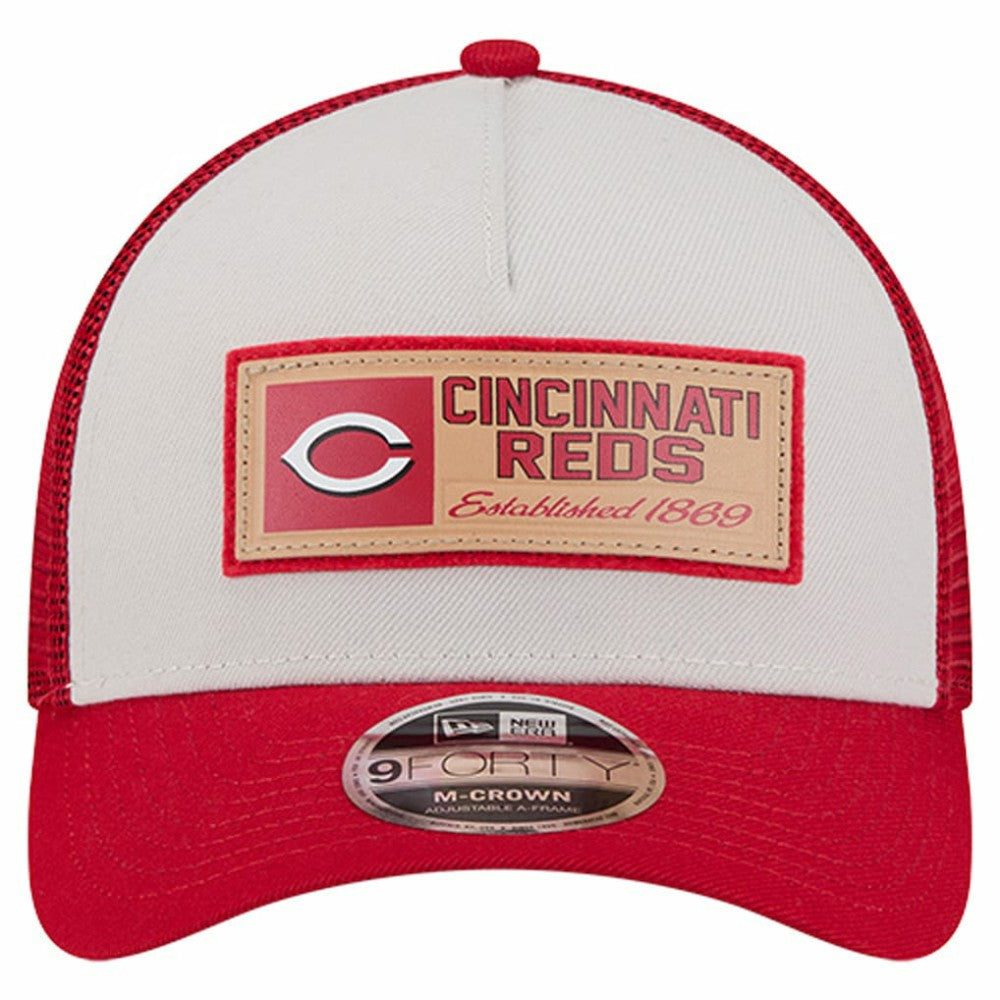 Cincinnati Reds New Era Text A-Frame Trucker 9FORTY Hat discount
