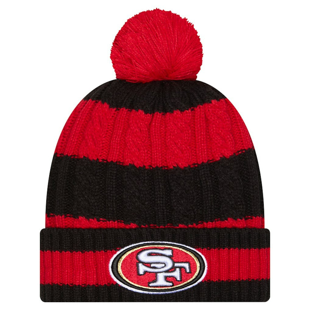 San Francisco 49ers New Era Women's Braided Cuffed Knit Hat with Pom Scarlet - NFL