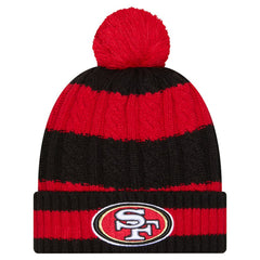 San Francisco 49ers New Era Women's Braided Cuffed Knit Hat with Pom Scarlet - NFL