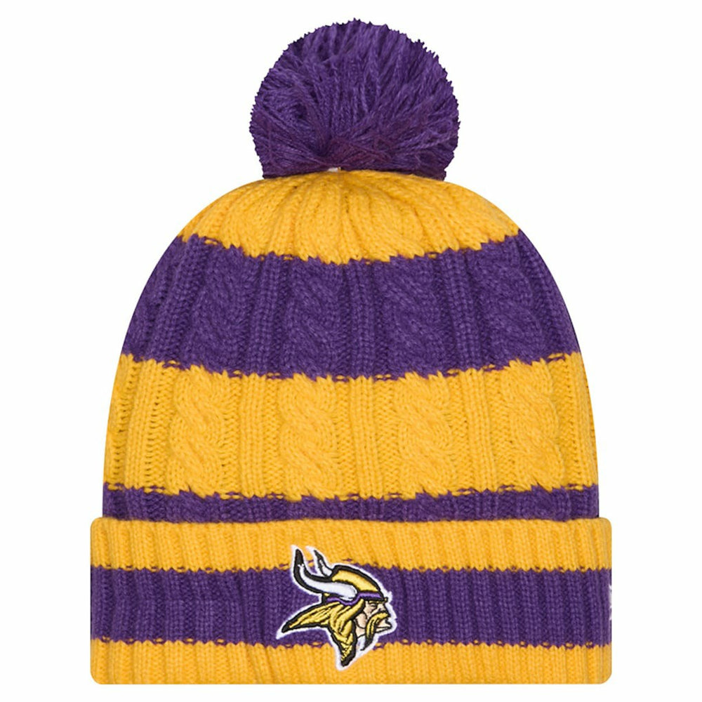 Minnesota Vikings New Era Women's Braided Cuffed Knit Hat with Pom Purple - NFL
