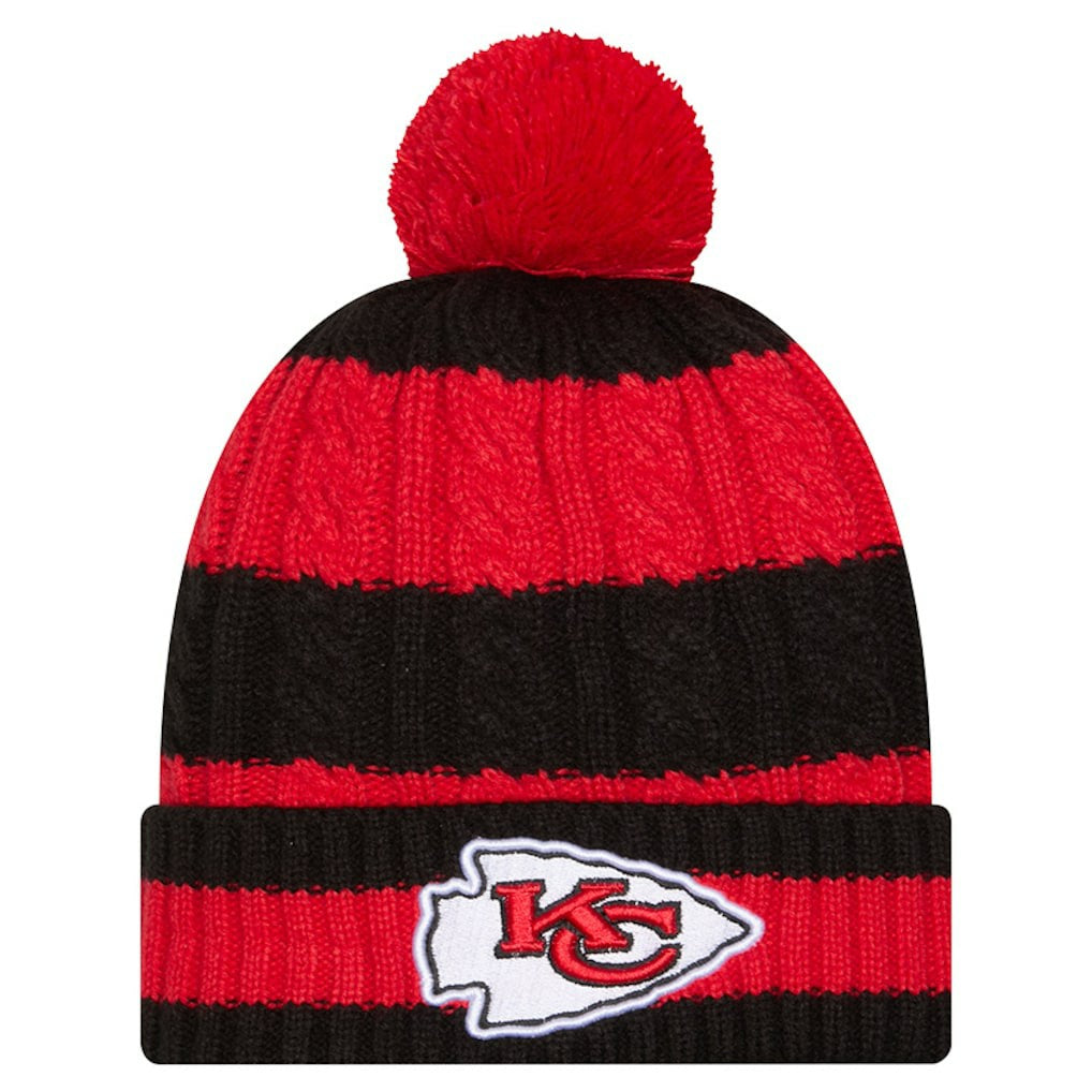 Kansas City Chiefs New Era Women's Braided Cuffed Knit Hat with Pom Red - NFL