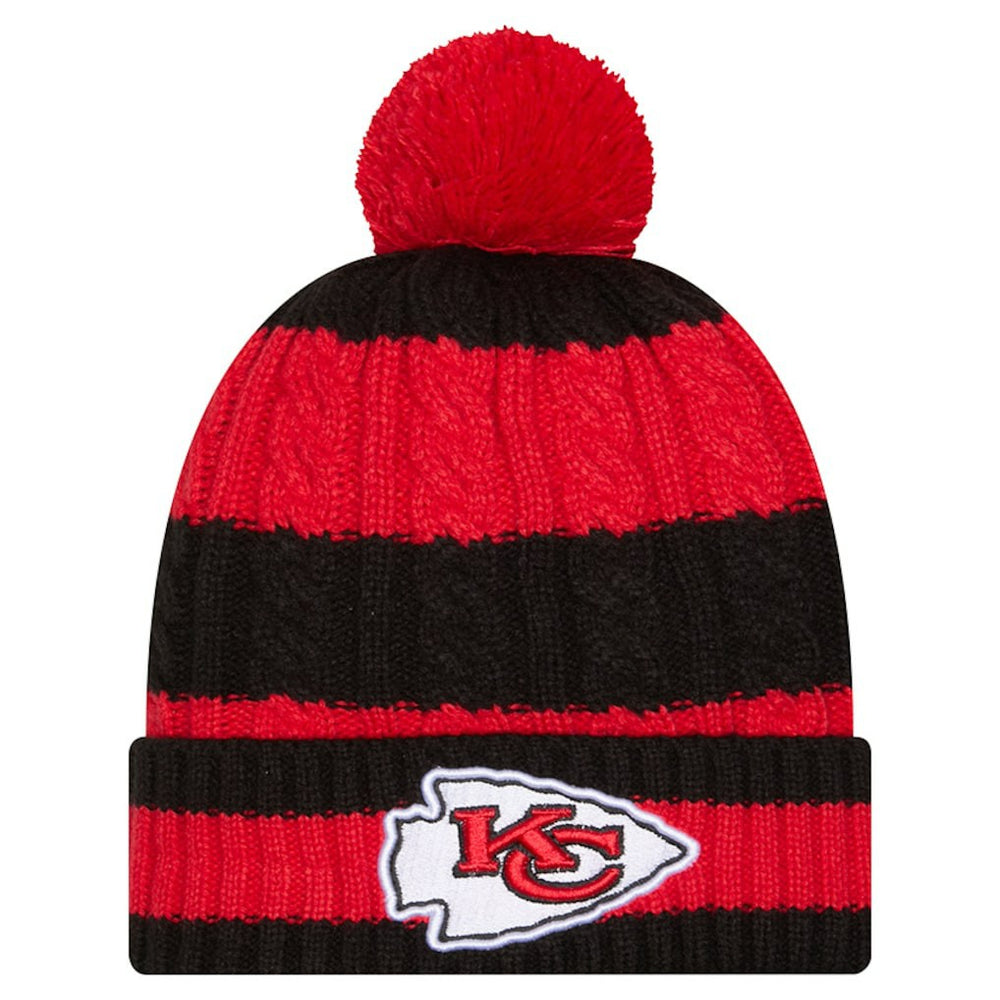 Kansas City Chiefs New Era Women's Braided Cuffed Knit Hat with Pom Red - NFL