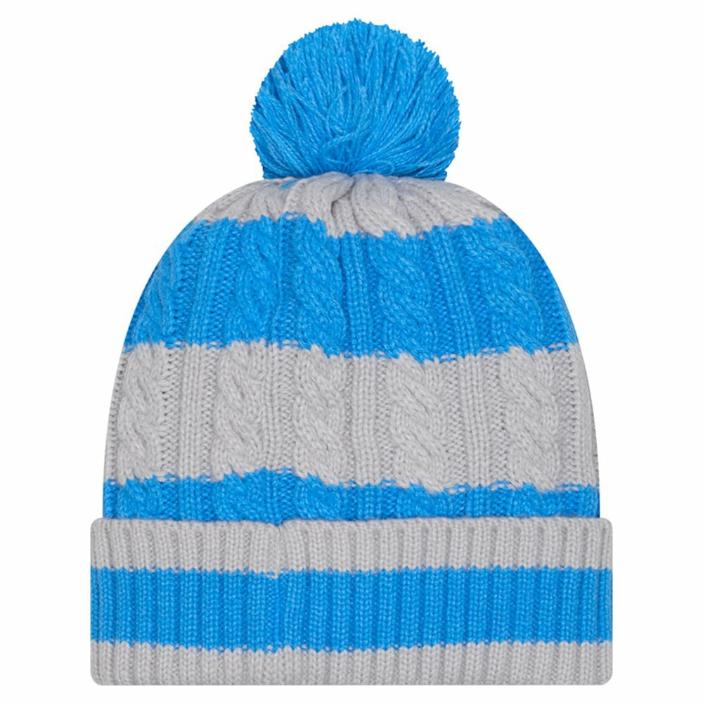 Detroit Lions New Era Women's Braided Cuffed Knit Hat with Pom Blue - NFL