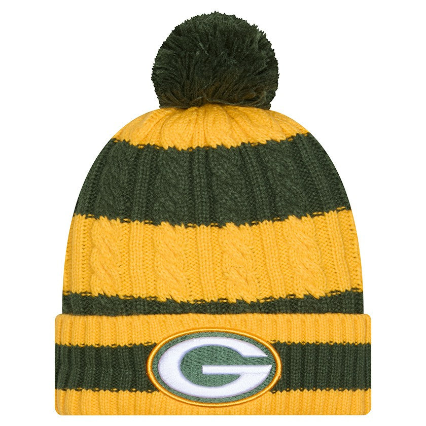 Green Bay Packers New Era Women's Braided Cuffed Knit Hat with Pom Green - NFL