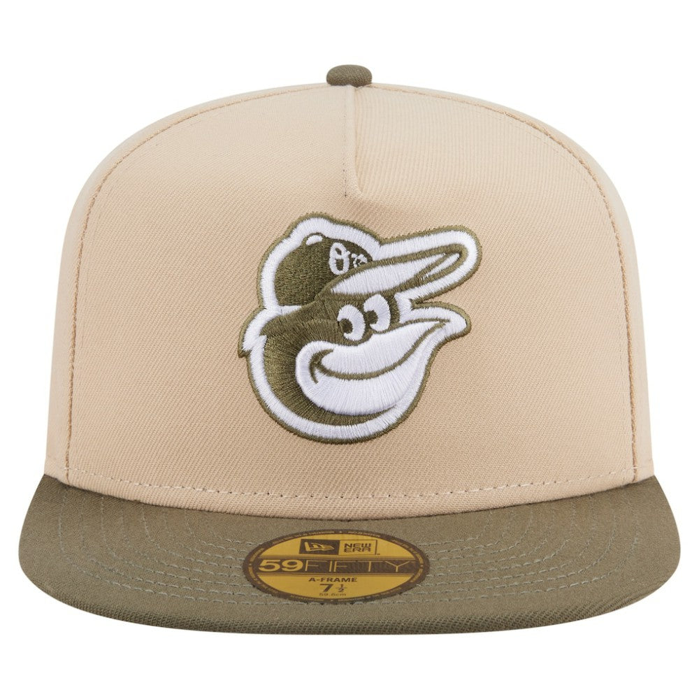 Baltimore Orioles New Era Two-Tone Color Pack A-Frame 59FIFTY Fitted Hat Lifestyle